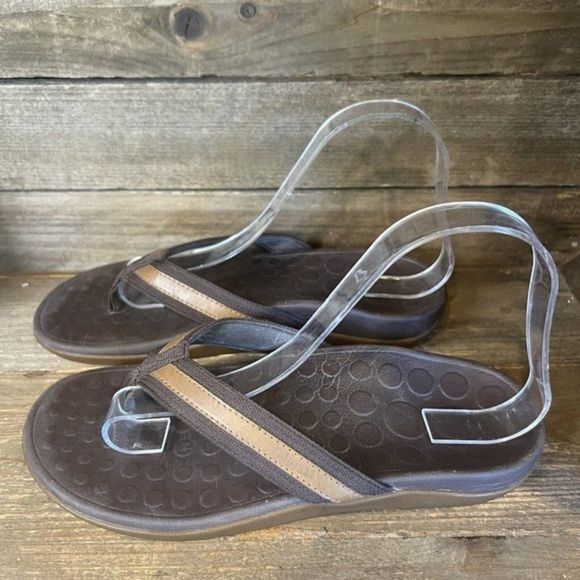 Womens Orthoheel Brown Comfort Arch Support Flip Flops Sandals Size 7 M GUC‎ - Picture 2 of 6